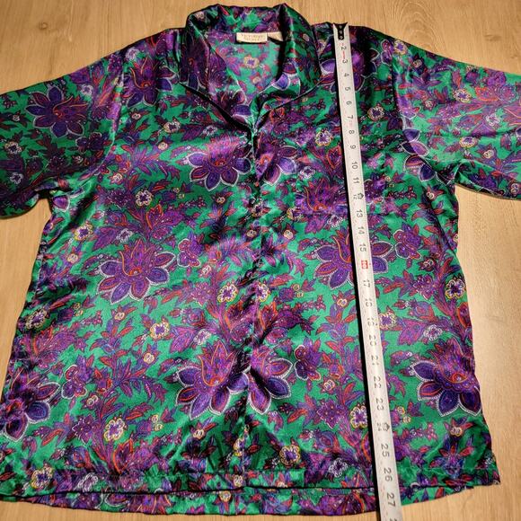 Vintage 90s Victorias Secret Size Medium Satin Top Floral Luxury Sleep Lounge - Picture 8 of 11